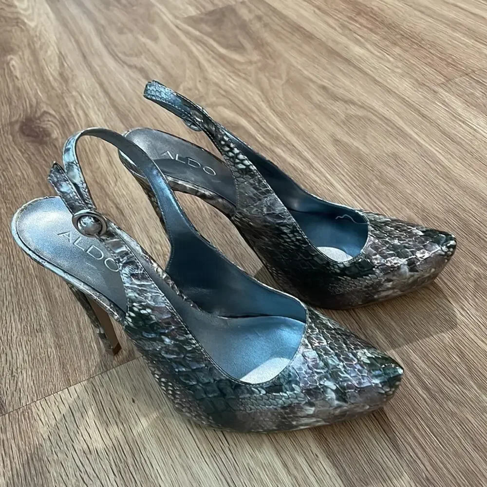 Vintage Style Aldo Snakeskin Print Heels